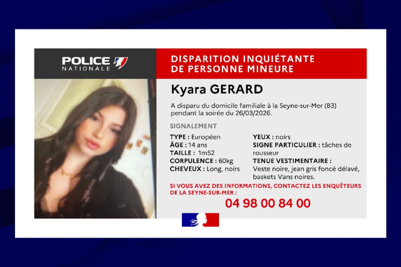 Disparition inquiétante à La Seyne-sur-Mer : un appel à témoins lancé pour retrouver Kyara, 14 ans