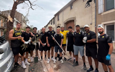 Pomas : les jeunes rugbymen de l’US Carcassonne viennent aider les sinistrés